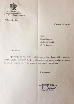 [VIDEO] Jak Prokurator Rejonowy w Kłodzku, Jan Sałacki, może ukarać swoją żonę, podwładną mu prokurator? Nie da jej obiadu czy jak? - pyta Bożena Zalewska, której sąd uznał wczoraj niezdolność do wykonywania robót publicznych