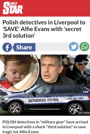[VIDEO] Brytyjska telewizja SKY NEWS upublicznia infornację o tzw. Trzecim Rozwiązaniu dot. ratowania Alfie Evansa. Zapowiada jutrzejsze spotkanie z Krzysztofem Rutkowskim o godzinie 11-tej przed szpitalem Adler Hey w Liverpoolu