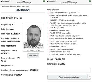 Biuro RUTKOWSKI oraz Komenda Wojewódzka Policji w Olsztynie poszukują 45-letniego Tomasza NAROJCZYKA