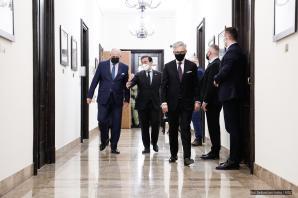 Spotkanie ministra Zbigniewa Raua z ministrem spraw zagranicznych Hiszpanii José Manuelem Albaresem Bueno. Głównym tematem rozmów ministrów była agresja Rosji na Ukrainę