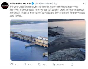 Ukraiński prezydent nazwał aktem terroryzmu wysadzenie zapory Kachowskiej Elektrowni Wodnej