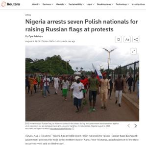 Nigeria aresztowała siedmiu obywateli Polski za podnoszenie rosyjskich flag. Oświadczenie MSZ w tej sprawie