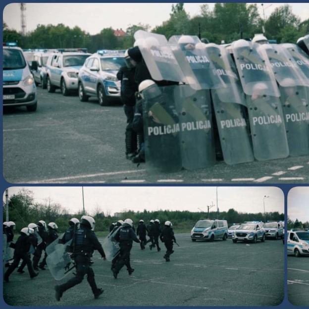 [VIDEO] 23 kwietnia bieżącego roku na terenie lubińskiej giełdy i stadionu piłkarskiego odbyły się ćwiczenia dowódczo-sztabowe policjantów VI Kompanii Nieetatowego Oddziału Prewencji