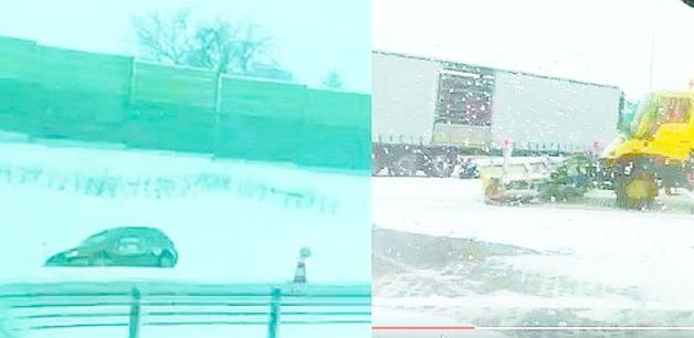 Szok na A1 Toruń-Gdańsk! Odśnieżają parking, nie autostradę. Auta wyrzuca na pobocza!
