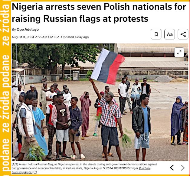 Nigeria aresztowała siedmiu obywateli Polski za podnoszenie rosyjskich flag. Oświadczenie MSZ w tej sprawie